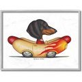 Stupell Industries Dachshund in Weenie Mobile Playful Car Illustration Dog Wall Décor, Gray Framed, 16 x 1.5 x 20-in