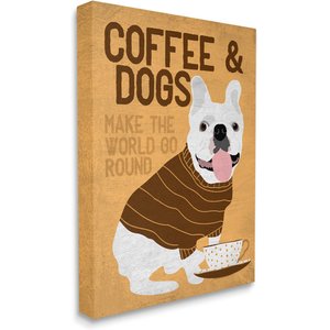 Stupell Industries Coffee & Dogs Phrase French Bulldog Café Dog Wall Décor, Canvas, 24 x 1.5 x 30-in