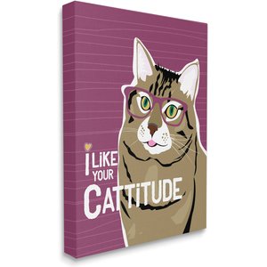 Stupell Industries Like Your Cattitude Phrase Cat Wall Décor, Canvas, 16 x 1.5 x 20-in