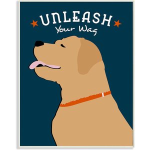 Stupell Industries Unleash Your Wag Phrase Dog Wall Décor, Wood, 10 x 0.5 x 15-in