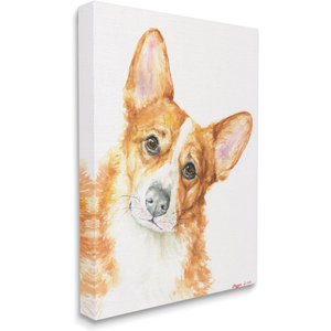 Stupell Industries Curious Corgi Dog Wall Décor, Canvas, 24 x 1.5 x 30-in