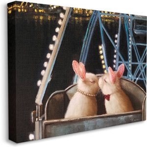 Stupell Industries Rabbit Couple Romantic Ferris Wheel Kiss Small Pet Wall Décor, Canvas, 24 x 1.5 x 30-in