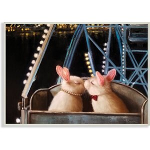 Stupell Industries Rabbit Couple Romantic Ferris Wheel Kiss Small Pet Wall Décor, Wood, 10 x 0.5 x 15-in