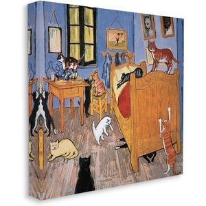 Stupell Industries Cats in The Bedroom Classic Cat Wall Decor, Canvas, 24 x 1.5 x 24-in