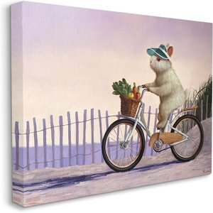 Stupell Industries Bunny Rabbit on Bike by Nautical Beach Small Pet Wall Décor, Canvas, 24 x 1.5 x 30-in