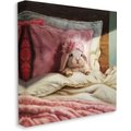 Stupell Industries Bunny Rabbit Resting in Bed Small Pet Wall Décor, Canvas, 36 x 1.5 x 36-in