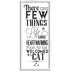 Stupell Industries Few Things Like Cat Welcoming Cat Wall Décor, White Framed, 13 x 1.5 x 30-in