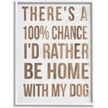 Stupell Industries 100% I'd Rather Be Home Dog Wall Décor, Wood, 13 x 0.5 x 19-in