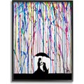 Stupell Industries Melting Colors Rainbow Rain Drops Umbrella Dog Silhouette Wall Decor, Black Framed, 11 x 1.5 x 14-in