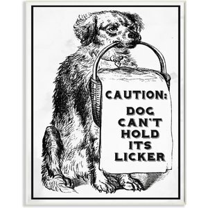 Stupell Industries Caution Dog Can't Hold His Licker Liquor Dog Wall Décor, Wood, 10 x 0.5 x 15-in