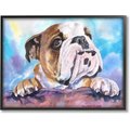 Stupell Industries English Bulldog Dog Pet Animal Watercolor Painting Dog Wall Décor, Black Framed, 11 x 1.5 x 14-in