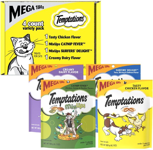 Temptations Classics & MixUps Mega Variety Pack Cat Treats, 6.3-oz pouch, case of 4 slide 1 of 6