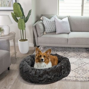 Best Friends by Sheri Calming Lux Fur Donut Cuddler Bolster Cat & Dog Bed, Mink, Large