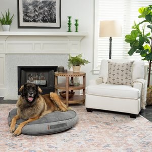Bark & Slumber Polyfill Round Lounger Pillow Dog Bed w/ Removable Cover, Good Boy Grey, X-Large