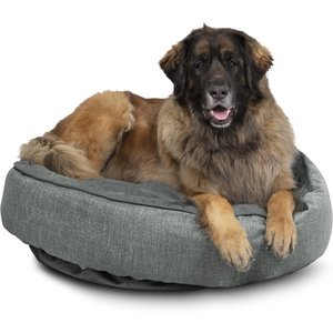 Bark & Slumber Polyfill Round Cloud Bolster Dog Bed w/ Removable Cover, Good Boy Grey, X-Large