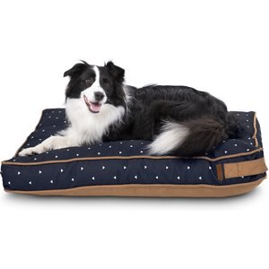 Bark & Slumber Polyfill Rectangular Lounger Pillow Dog Bed w/ Removable Cover, Toby Triangles Black, Medium