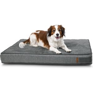 Bark & Slumber Foam Lounger Rectangular Pillow Dog Bed w/ Removable Cover, Good Boy Grey, Medium