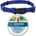SecureAway Flea Collar Protector, Blue Paws, Medium + Seresto Flea & Tick Collar for Dogs, up to 18 lbs