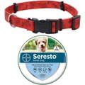 SecureAway Flea Collar Protector, Red Bones, Medium + Seresto Flea & Tick Collar for Dogs, up to 18 lbs