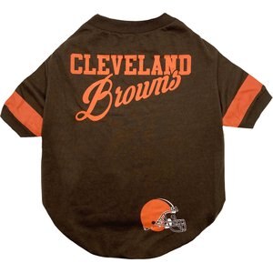 Pets First NFL Dog & Cat Stripe Slv T-Shirt, Cleveland Browns, Medium