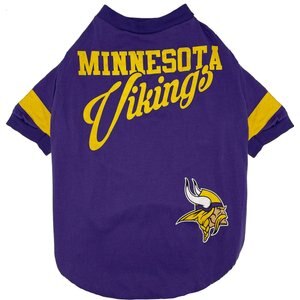 Pets First NFL Dog & Cat Stripe Slv T-Shirt, Minnesota Vikings, Small
