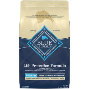 Blue Buffalo Life Protection Formula Senior Chicken & Brown Rice Recipe Dry Dog Food, 34-lb bag