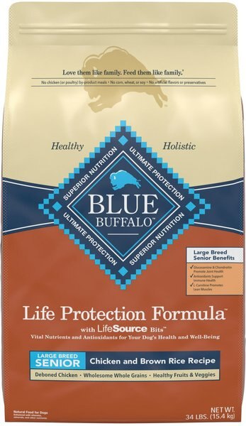 Blue Buffalo Life Protection Formula Large Breed Senior Chicken & Brown Rice Recipe Dry Dog Food, 34-lb bag slide 1 of 10