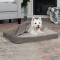 FurHaven Berber & Suede Blanket Top Orthopedic Cat & Dog Bed, Gray, Medium