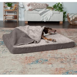 FurHaven Berber & Suede Blanket Top Cooling Gel Cat & Dog Bed, Gray, Jumbo