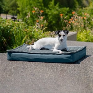 FurHaven Quilt Top Memory Foam Convertible Indoor/Outdoor Cat & Dog Bed, Calm Blue, Medium