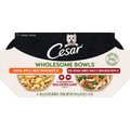 Cesar Wholesome Bowls Variety Pack, Beef, Chicken, Carrots, Barley & Green Beans Recipe & Chicken, Apple & Sweet Potato Recipe Adult Soft Wet Dog Food Topper, 3-oz Bowl, Case of 6
