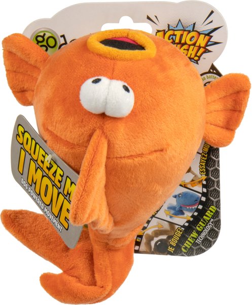 goDog Action Plush Gold Fish Animated Squeaker Dog Toy, Orange Medium slide 1 of 5