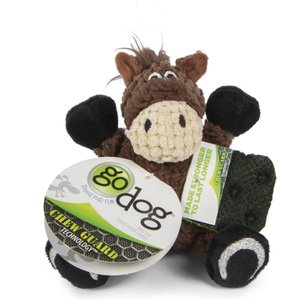 goDog Checkers Sitting Horse Squeaker Dog Toy, Brown, X-Small