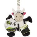 goDog Checkers Sitting Cow Squeaker Dog Toy, White, X-Small