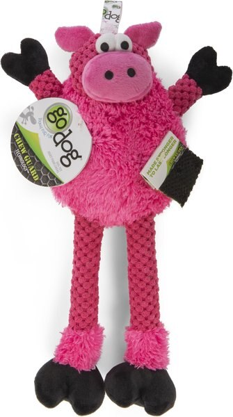 goDog Checkers Skinny Pig Squeaker Dog Toy, Pink, Small slide 1 of 5