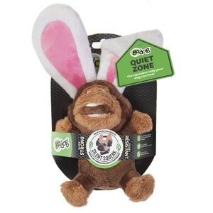 goDog Silent Squeak Flips Monkey Rabbit Dog Toy, Brown, Small