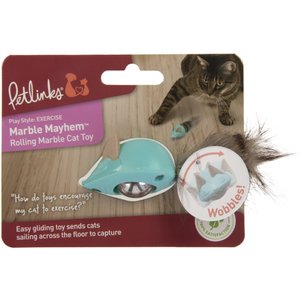 Petlinks Marble Mayhem Rolling Marble Racoon Cat Toy, Teal, Small