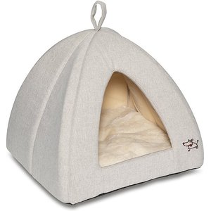Best Pet Supplies Dog & Cat Soft Tent-Bed, Sand Linen, Medium