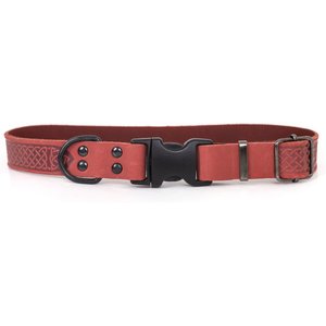 Euro-Dog Celtic Sport Style Luxury Leather Dog Collar, Coral, X-Large