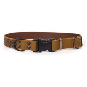 Euro-Dog Celtic Sport Style Luxury Leather Dog Collar, Bark Brown, Medium 