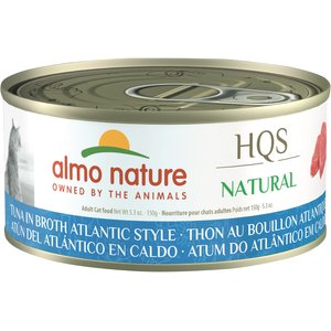 Almo Nature HQS Natural Tuna Atlantic Style in Broth Grain-Free Canned Cat Food, 5.29-oz, case of 24
