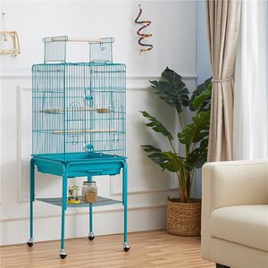 Yaheetech Play Top Metal Bird Cage, 47-in, Teal Blue