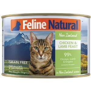 Feline Natural Chicken & Lamb Feast Grain-Free Canned Cat Food, 6-oz, case of 12