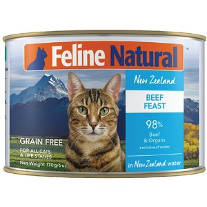 Feline Natural Beef Feast Grain-Free Canned Cat Food, 6-oz, case of 12