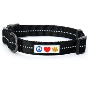 Pawtitas Recycled Reflective Dog Collar, Black, Large