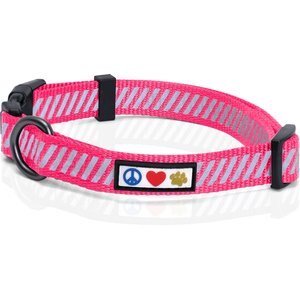 Pawtitas Reflective Traffic Dog Collar, Pink, Small