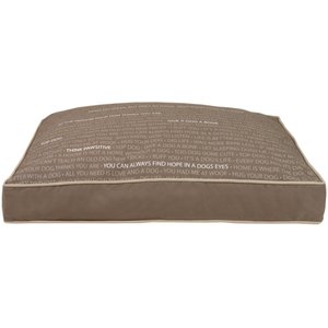 Precious Tails Urban Conversational Orthopedic Memory Foam Canvas Pillow Cat & Dog Bed w/ Removable Cover, Coffee, Small