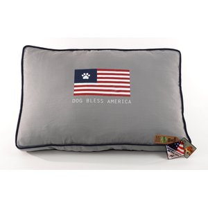 Precious Tails "Dog Bless Ameria" Orthopedic Pillow Cat & Dog Bed w/ Removable Cover, Gray, Small