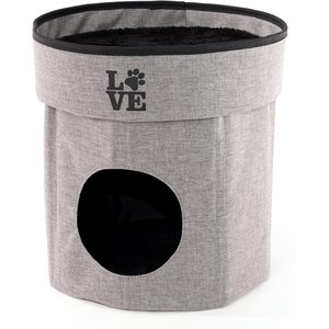 Precious Tails Home Base Circular 2-Tier Collapsible Cat Cave, Charcoal