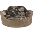 Precious Tails Princess Faux Fur Bolster Cat & Dog Bed w/ Removable Cover, Mocha